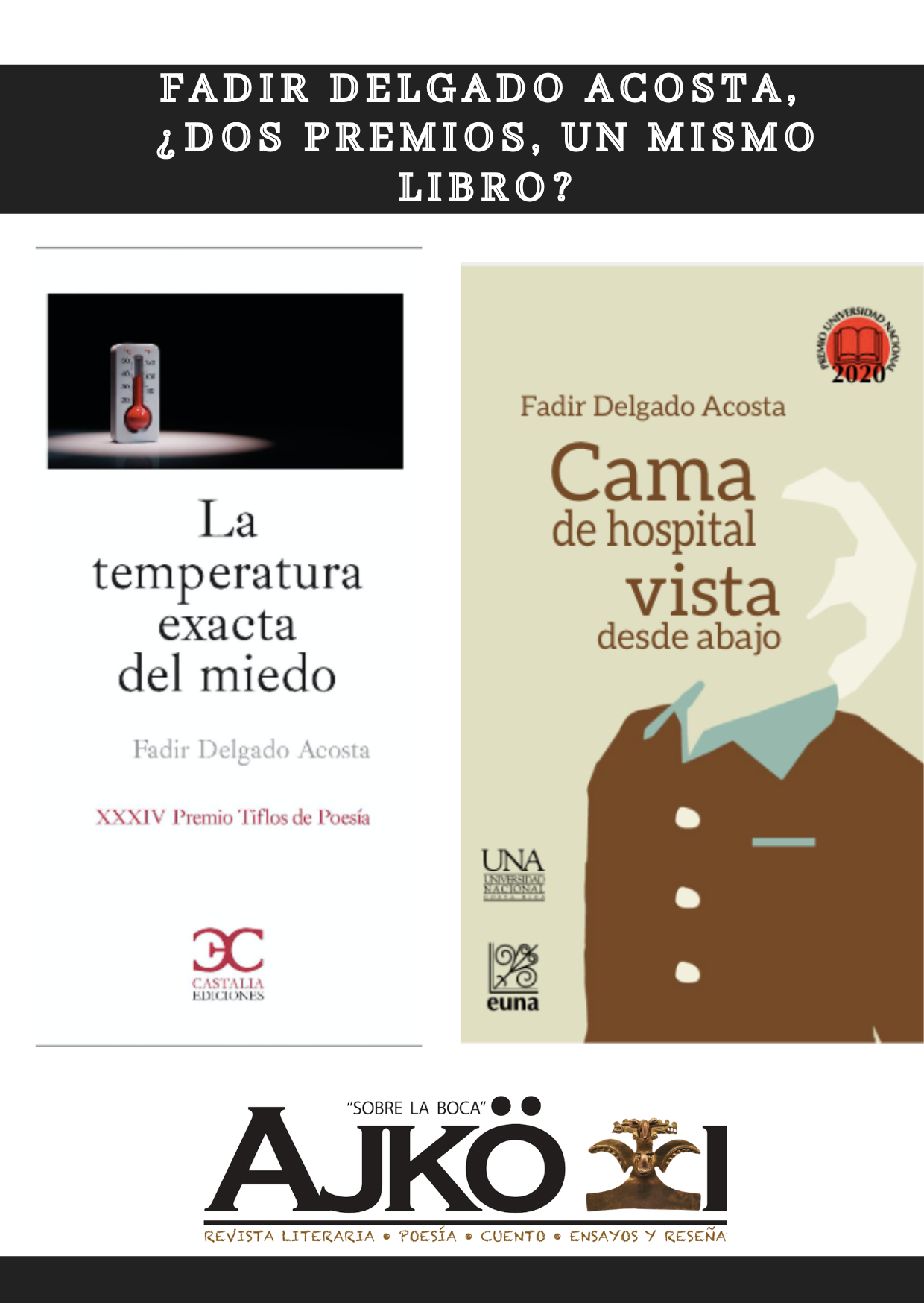 FADIR DELGADO ACOSTA, ¿DOS PREMIOS, UN MISMO LIBRO?
